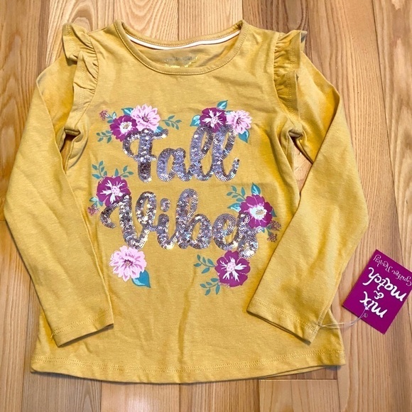 Toddler Fall Vibes long sleeve floral sequin top - Picture 1 of 5